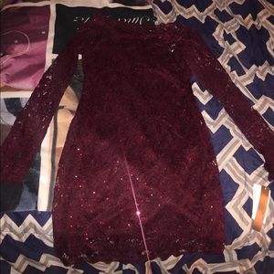 Burgundy form fitting homecoming dress